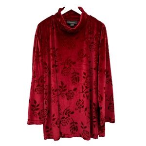 Vintage‎ Lane Bryant Designs Top Shirt Size 22 24 Red Velvet Glam Vampy 3X